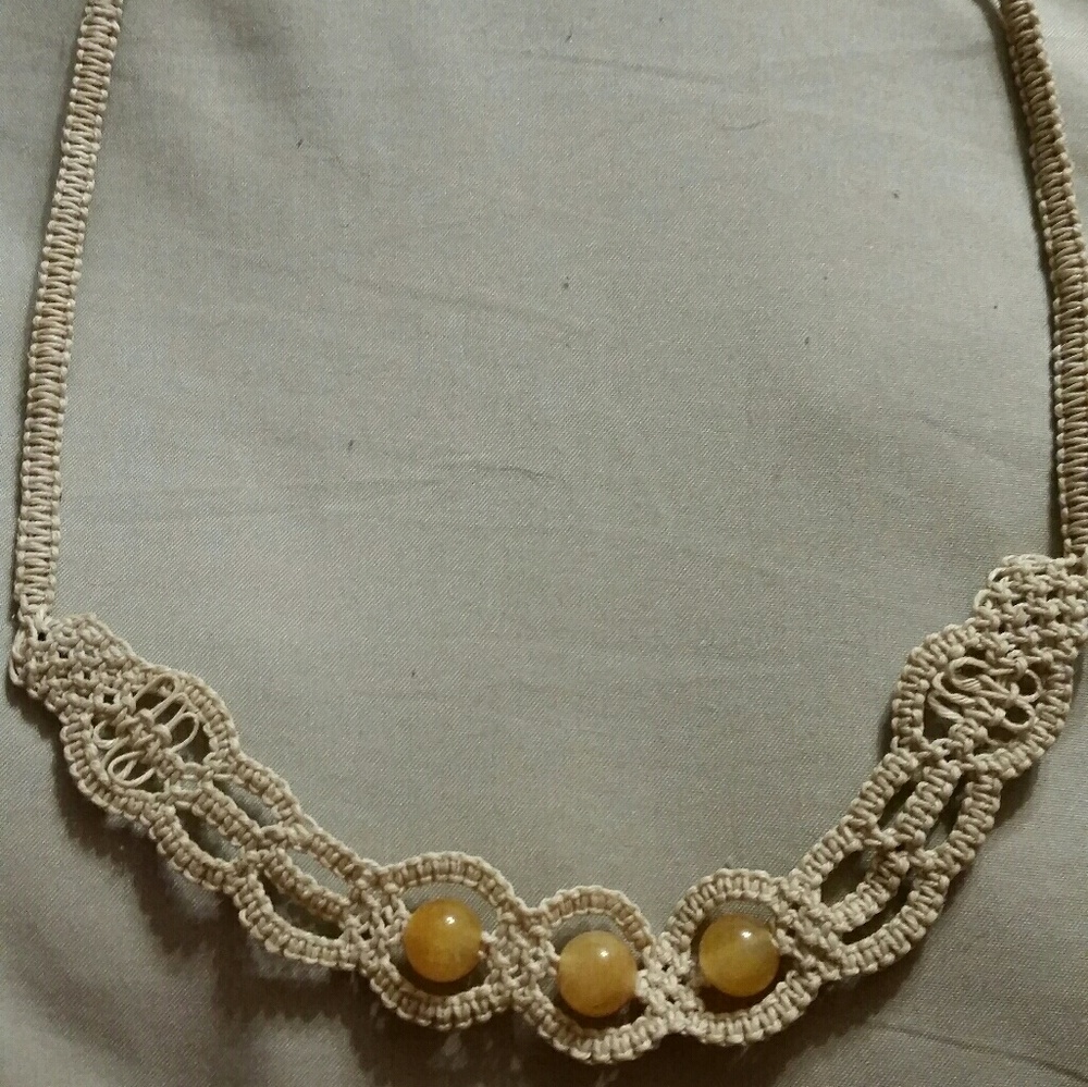 MACRAME & Agate Gemstone Bead Necklace